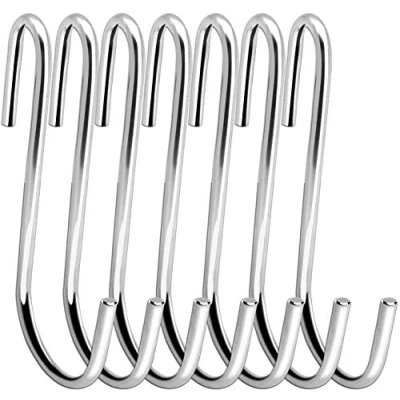 Abbildung von Swatowot 12 Stück Robuste S Haken, 10 cm, förmige Hängehaken, große Kleiderbügel für Küche, Bad, Schlafzimmer und Büro (12 Stück, XL, Silber)