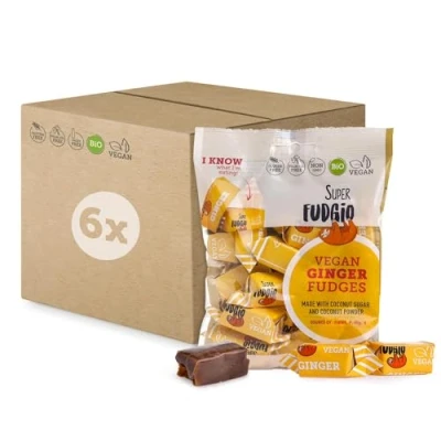 Abbildung von SUPER FUDGiO Bio Bonbons Ingwer Vegan und Glutenfrei Organic Karamellbonbons ohne Palmöl mit Kokosmilch Kokosnusszucker 6x150g Multipack