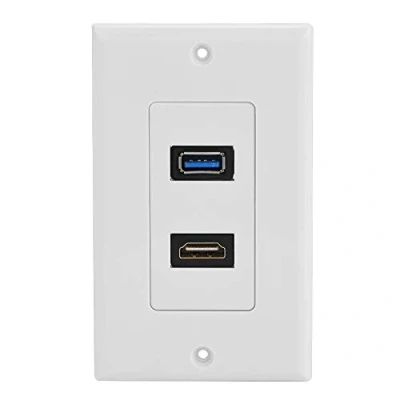 Abbildung von HDMI und USB 3.0 Wandplatte, USB3.0 Zwei in Eins Audio Video Buchse mit integriertem Multimedia Wandpaneel