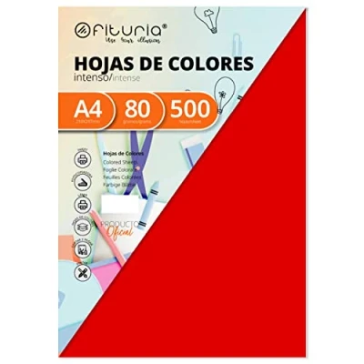 Abbildung von Pack 500 Hojas Color Rojo Tamaño A4 80g