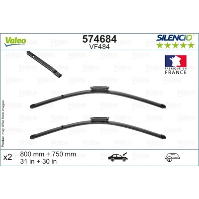 Abbildung von Scheibenwischer Valeo Silencio X.trm, Flat Blade Set 574684 vorne Rahmenlos Bajonettbefestigung CITROËN: C4 Picasso 1, I Grand