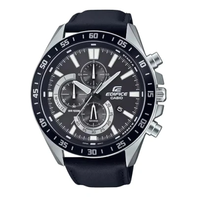 Abbildung von CASIO EDIFICE Chronograph EFV 620L 1AVUEF, Quarzuhr, Armbanduhr, Herrenuhr, Stoppfunktion, Datum, Lederband