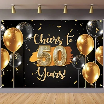 Abbildung von Hintergrund Banner zum 50. Geburtstag, für Damen, Herren, Jahrestag, Fotografie, Party, Schwarz / Gold