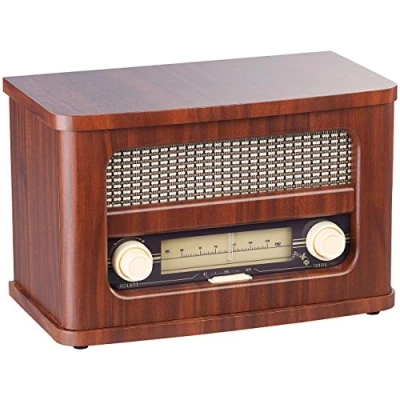 Abbildung von auvisio Nostalgie Radio: Nostalgisches Stereo FM Radio 12W, Holz, Akku, Bluetooth, USB Ladeport (Radio Retro, Retro Lautsprecher iPad)