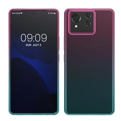 Abbildung von kwmobile Hülle kompatibel mit ASUS Zenfone 11 Ultra Handyhülle Handy Case Zwei Farben Pink Blau Transparent