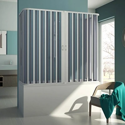 Abbildung von Forte 3 seitige Badewannenaufsatz Duschkabine in PVC 70x160x70 cm H150 mod. Muse