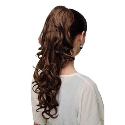Abbildung von WIG ME UP SA09 5/114 Haarteil Zopf Pferdeschwanz Braun Mix Extension Butterfly Klammer dezent edel gelockt sehr lang 50 cm