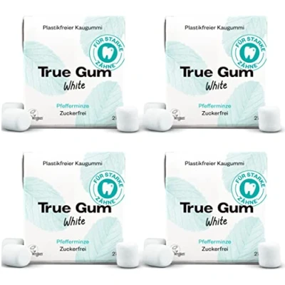 Abbildung von True Gum 4er Set: WHITE/Plastikfreier Kaugummi/Biologisch Abbaubar/Vegan / 4 x 21 g, 84 g