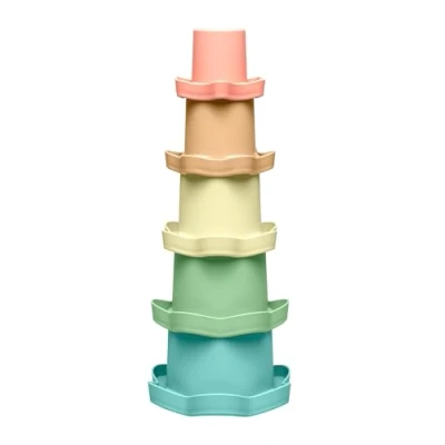 Abbildung von nip Play Green Stapelbecher, nachhaltiges Babyspielzeug ab 6 Monaten, 5 teilig, stapelbar und auch für Wasser geeignet, schadstofffrei, Made in Germany