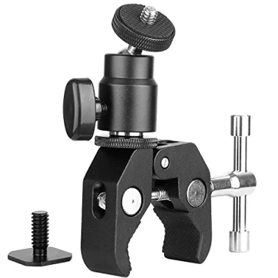 Abbildung von ChromLives Camera Clamp Mount Kugelkopfklemme Super und Mini Kugelkopf mit 1/4 &quot; 20 Stativschraube für LCD/DV Monitor, Blitz, Mikrofon