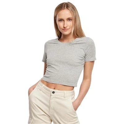 Abbildung von Build Your Brand Women&#039;s BY042 Ladies Cropped Tee T Shirt, Grau, L