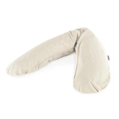 Abbildung von Theraline Das Original Schwangerschaftskissen &amp; Stillkissen 190cm Seitenschläferkissen Perlen inkl Stillkissenbezug Punkte beige