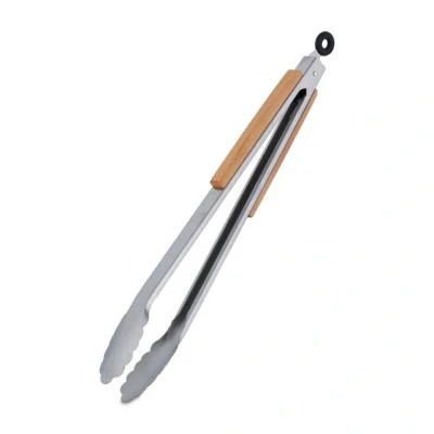 Abbildung von relaxdays Grillzange Edelstahl mit Holzgriff