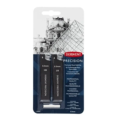 Abbildung von Derwent Feinminenstift Minen und Radiergummis, 0,5 mm, HB/2B, Profi Qualität, 2302430