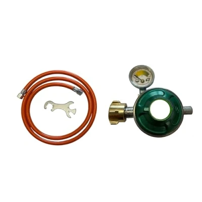 Abbildung von Gasschlauch 80 150 200 cm Regler + Manometer 30 mbar Gasflaschenschlüssel (Gasschlauch 30mbar ReglerMano Gasflaschenschlüssel)