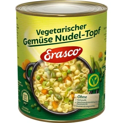 Abbildung von Erasco Gemüse Nudel Topf vegetarisch 800g (6er Pack) In rund 5 Minuten fertig Mit viel OhneSchnickschnack Einfach lecker