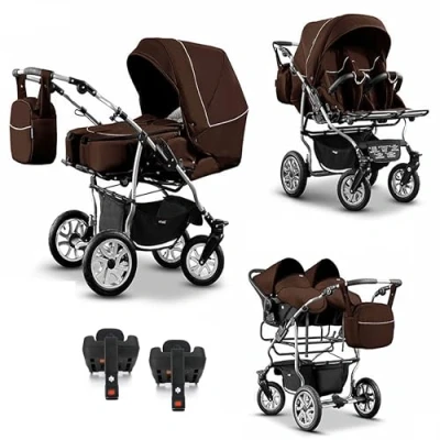 Abbildung von BabyMerc Zwillings Kombikinderwagen City Twin 2 in 1 inkl. Sportsitze und Zubehör 19 Farben
