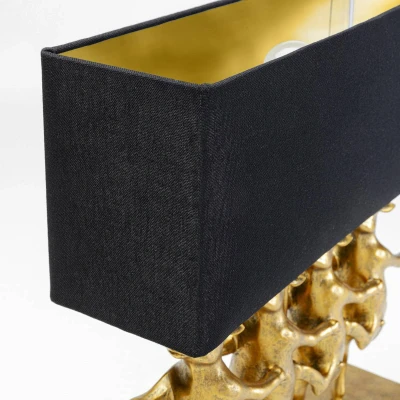 Abbildung von Kare Design Tischlampe Dancing Cows Schwarz, Kühe, Gold, Rechteckig, Leinen, Kunsthartz, Moderne Tischleuchte, Wohnzimmer, Schlafzimmer, keine Leuchtmmittel inklusive, 43,5x40,5x11,5 cm (HxBxT)