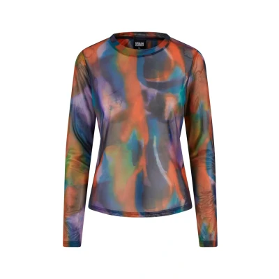 Abbildung von Urban Classics AOP Longsleeve Langarmshirt, Damen, Größe: 4XL, Multicolorreflection