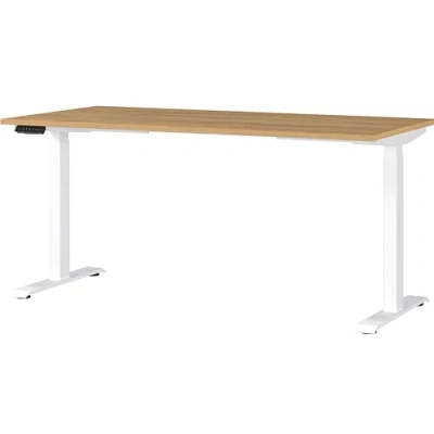 Abbildung von Germania Schreibtisch 7908 552, in Grandson Eiche Nb./Weiß, EL. höhenverstellb., 160 x 120 80 cm (BxHxT)