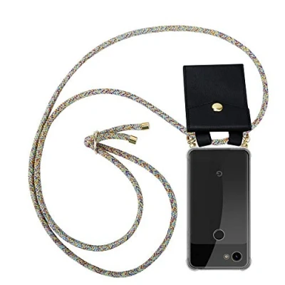 Abbildung von Cadorabo Handykette kompatibel mit Google Pixel 3A Schutzhülle TPU Silikon Case Necklace Design Slim Kratzfest Kordel Band Etui Rundumschutz Hülle für in Gelb