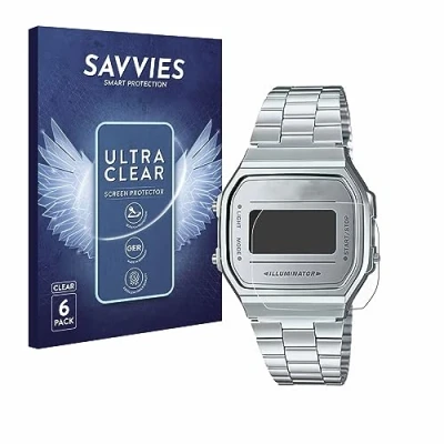 Abbildung von Savvies 6 Stück Schutzfolie für Casio A168WEM 7EF Displayschutz Folie Ultra Transparent
