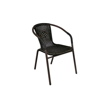 Abbildung von Nexos Trading Bistrostuhl Stapelstuhl Balkonstuhl Rattanstuhl Gartenstuhl Terrassenstuhl Poly Rattan Stahlgestell pflegeleicht robust stapelbar dunkel braun