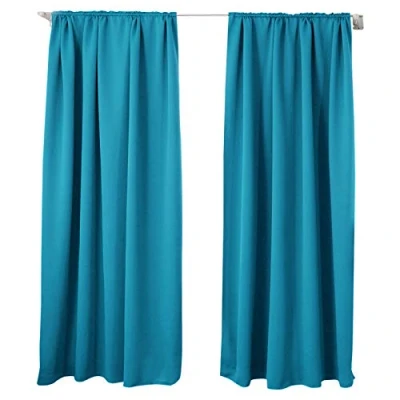 Abbildung von WOLTU 2er Set Gardinen Vorhang Blickdicht Kräuselband für Schiene, 250 g/m² Schwere Verdunklungsvorhänge Thermovorhang kälteschutz lichtdicht Wohnzimmer Kinderzimmer, 135x245 cm Türkis