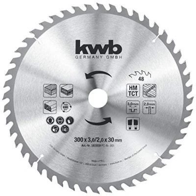 Abbildung von kwb Sägeblatt, Bau Kreissägeblatt 300 x 30 Sägeblatt für Tisch Kreissägen, Wechse