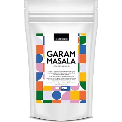 Abbildung von Limfood 200g Garam Masala Gewürz, Gewürzmischung für indische Gerichte wie Currys, Reis und Wokgerichte mit Fleisch Gemüse traditionelle Küche