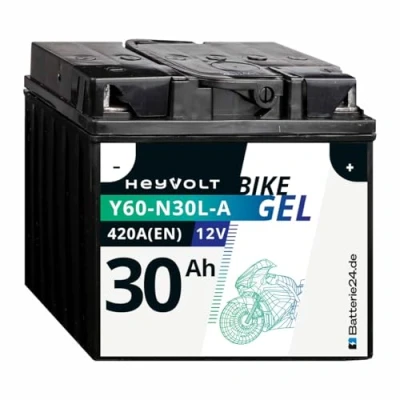 Abbildung von HeyVolt GEL Motorradbatterie 12V 30Ah Y60 N30L A C60 53030