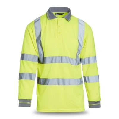 Abbildung von Blackrock Gelbes langärmeliges Warn Poloshirt für Damen und Herren, reflektierendes Langarm Poloshirt, Hi Viz Polo Tops, Sicherheitspolo, Arbeitskleidung, Sicherheitspoloshirts vollständig