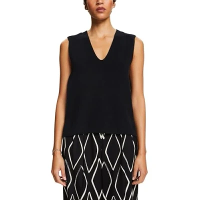 Abbildung von Esprit MIT Vausschnitt Strickpullover, Damen, Größe: Small, Black