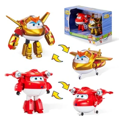 Abbildung von Super Wings Hörspielfigur Roboter Jett und Golden Boy verwandelbare Spielzeuge, (2 St), für 3 8 Jahre, 12 cm groß