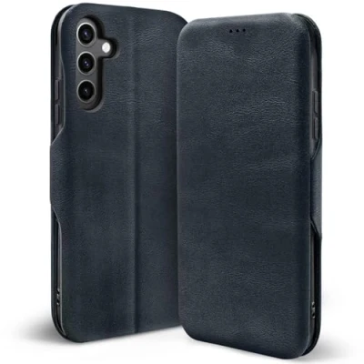 Abbildung von Verco Handyhülle für Samsung Galaxy S24 FE, Premium Handy Flip Cover FE 5G Hülle [integr. Magnet] Book Case Tasche, Blau