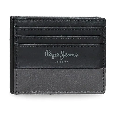 Abbildung von Pepe Jeans Dual kartenetui schwarz 9,5 x 7,5 cm Leder, Schwarz, Talla única,