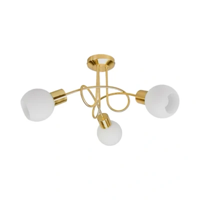 Abbildung von Lindby Deckenleuchte Elaina, dimmbar, Leuchtmittel nicht inklusive, Metall, Glas, messing, opalweiß, 3 flammig, E14, Deckenleuchte, Lampe