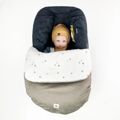 Abbildung von Fußsack Beindecke für jede Babyschale Autositz, Decke Universal anpassbar elastischer Verschluss verstellbares Gummiband (BEIGE)