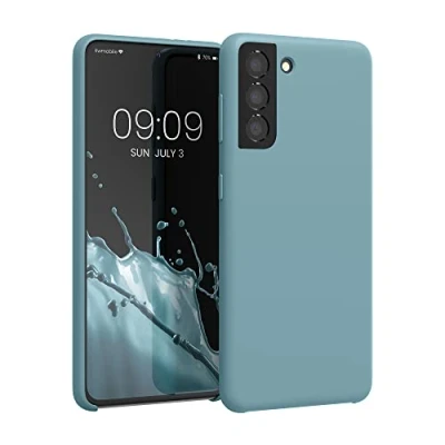 Abbildung von kwmobile Hülle kompatibel mit Samsung Galaxy S21 weiches TPU Silikon Case Cover geeignet für kabelloses Laden Antique Stone