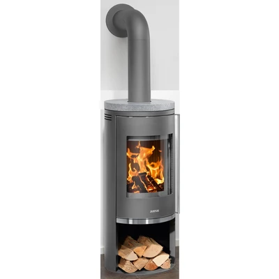 Abbildung von Justus 5686 29 Faro 2.0 Kaminofen Stahl Gussgrau mit Speckstein Abdeckplatte/A+