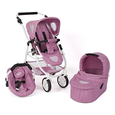 Abbildung von CHIC2000 Kombi Puppenwagen Emotion All In 3in1, Jeans Pink, inkl. Babywanne, Babyschale und Sportwagenaufsatz