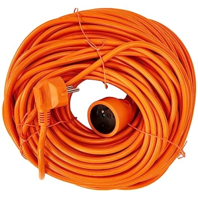 Abbildung von PremiumCord ppe2 40 Verlängerungskabel 230V 40m mit Kindersicherung, Stromkabel, Netzkabel, Schuko Verlängerung, Buchse auf Stecker Typ F, Farbe Orange