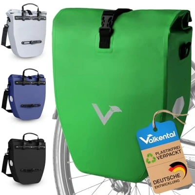 Abbildung von Valkental Große &amp; wasserdichte Gepäckträgertasche 20L Füllvolumen Fahrradtasche für Gepäckträger mit Reflektoren in Grün