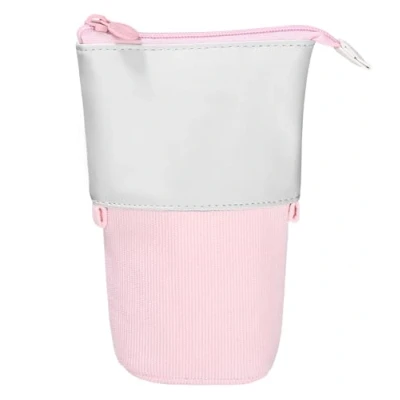 Abbildung von Xespis Federmäppchen Reißverschluss, Teleskopisch Mäppchen, 2 in 1 Standmäppchen, Federtasche Mädchen, Schüttelpenal Teenager, für Mädchen Geschenke 7 8 9 10 11 12 Jahre(Rosa Cord)
