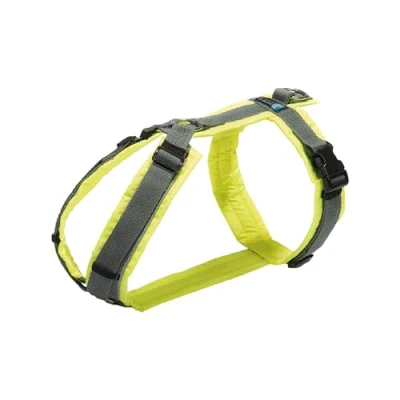 Abbildung von Annyx Brustgeschirr PROTECT in leuchtgelb Grau M Neongelb für Welpen alle Hunde verstellbar gepolstert ergonomisch rückenschonend