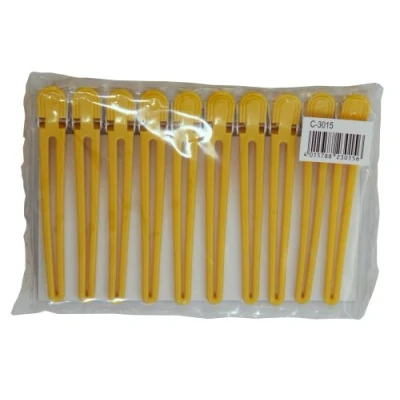 Abbildung von Fripac Medis Haarclips Combi Clips (Abteilklammern), Haarklammern zum Festklemmen und Abteilen einzelner Haarpartien, 10 Stück à 9,5 cm, gelb