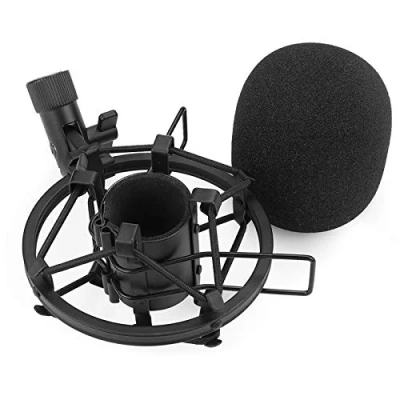 Abbildung von SUNMON SM58 Mikrofon Stoßdämpferhalterung mit Schaumstoff Windschutzscheibe zur Absorption von Vibrationen und Lärm, Pop Filter geeignet für LC, CN Dynamic Mic