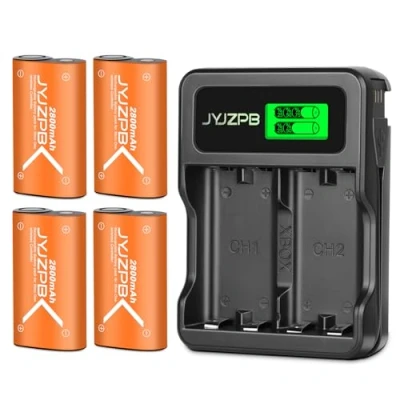 Abbildung von Akku für Xbox One/Series X&amp;S Controller, 4X 2800mAh Hoher Kapazität Wiederaufladbar Akkus mit Ladegerät Series XS/Xbox One S/Xbox X/Xbox Elite Controller