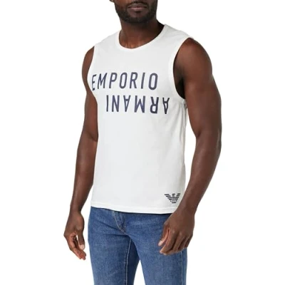 Abbildung von Emporio Armani Herren Bold Logo Sleveless T Shirt, White/Navy Blue, S