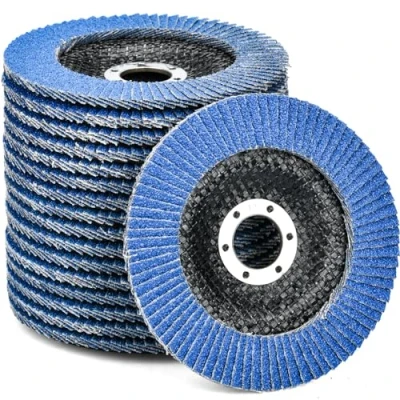 Abbildung von HATANSE 10 Stück Fächerscheiben Ø 125mm x 22 mm Korn 60 Schleifscheiben Schleifmopteller Lamellenscheiben für Winkelschleifer Poliermaschine, Blau